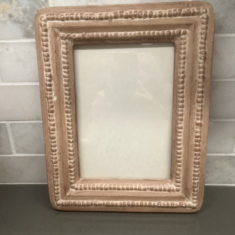 White Washed Wooden Frame for 4.5"x 6.5" Picture Wall Mount Only CottageCore